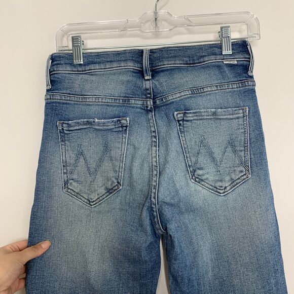 Mother The Fly Cut Stunner Ankle Fray In Night On A Shiny White Vespa Women’s 26 - Picture 7 of 16